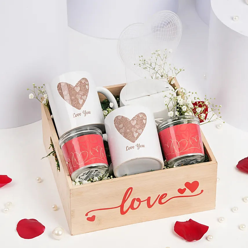 Love Theme Mugs Candle and LED Lamp