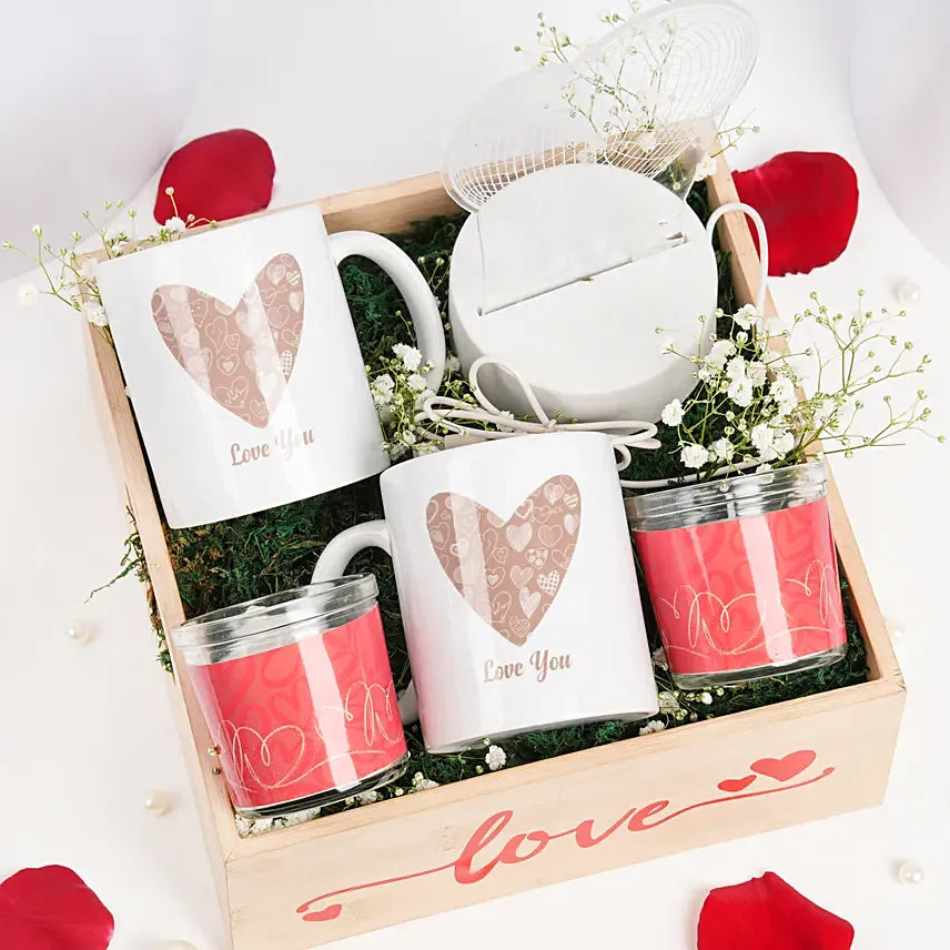 Love Theme Mugs Candle and LED Lamp