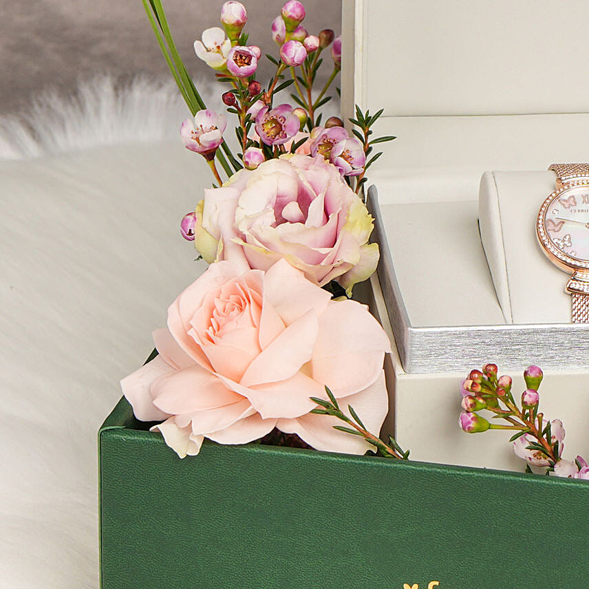 Rose Gold Cerruti 1881 Watch and Flowers For Her